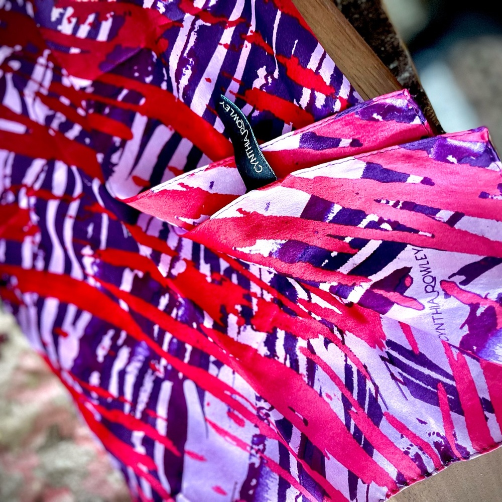 Cynthia Rowley 100% Silk Scarf - Bold Abstract Print - Large Size